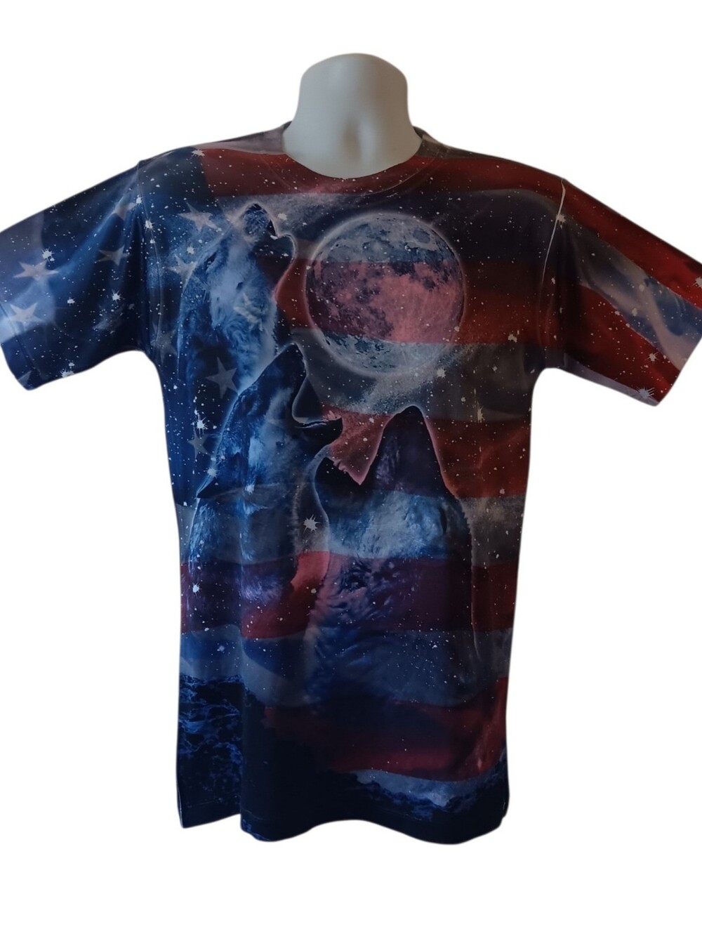 Spirit America men's multicolored wolves USA short-sleeve t-shirt size S